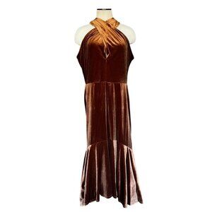 NWT Taylor Dresses Women's Velvet Halter Midi Dress size 14